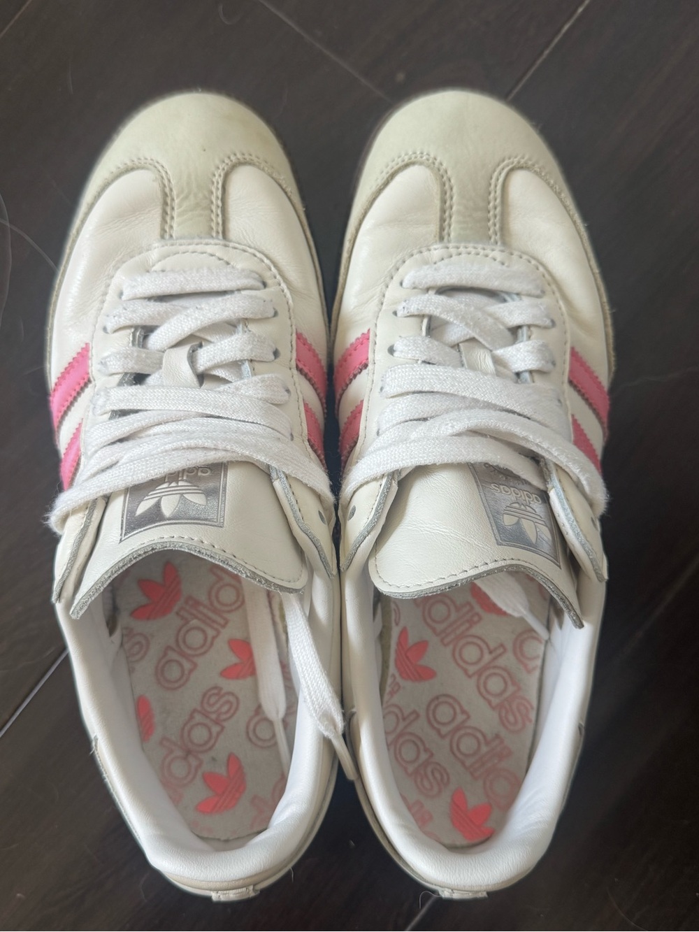 Adidas Cream Samba’s with Pink Three-Stripes - Picture 2 of 5